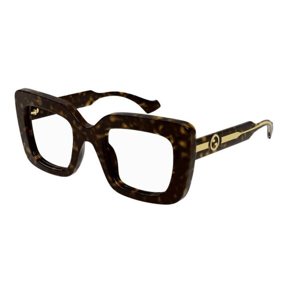 NEW GUCCI GG1554O 002 EYEGLASSES WOMEN HAVANA OVERSIZED GUCCI EYEWEAR - Picture 1 of 2